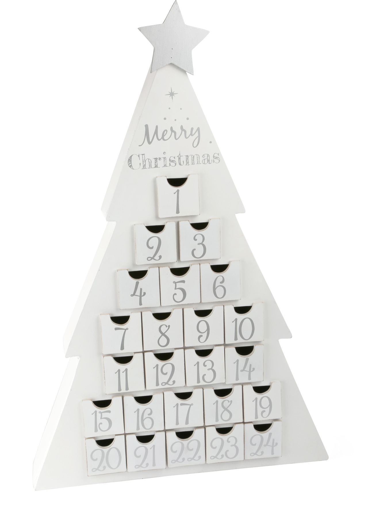 Small Foot Dřevěný adventní kalendář vánoční stromeček bílý