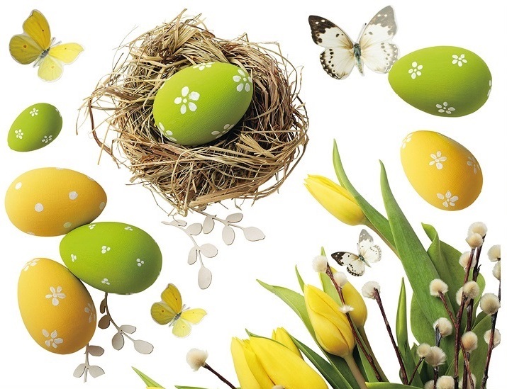 Velikonoční okenní fólie - Hnízdo s vajíčkem