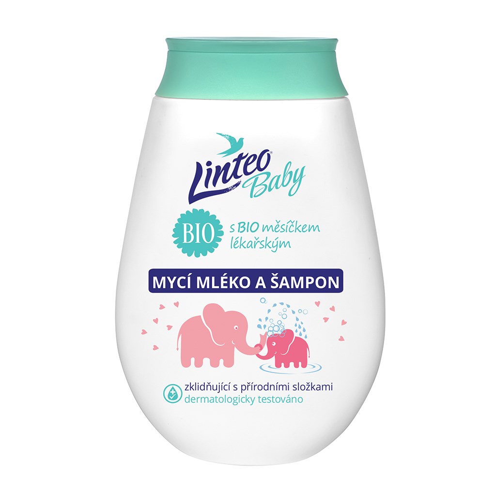 Dětské mycí mléko a šampón Linteo Baby s měsíčkem lékařským - 250ml - bílá