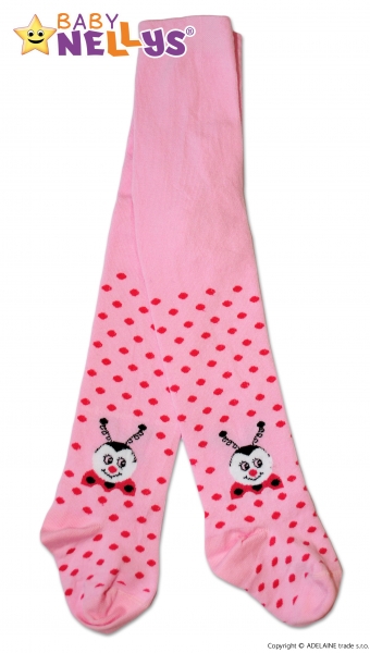 Bavlněné punčocháče Baby Nellys ® - Beruška růžové s puntíky, vel.