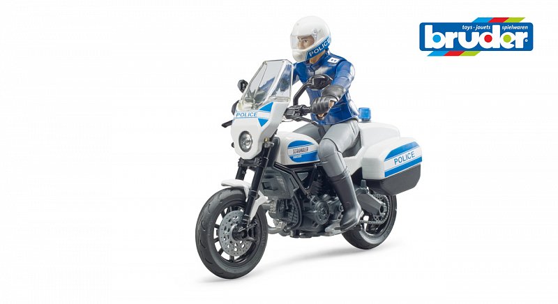 Bruder BWorld - Policejní motorka Scrambler Ducati a policista, 1:16