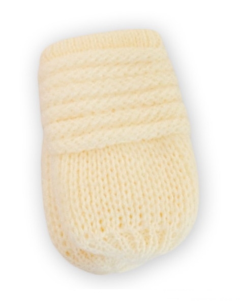 BABY NELLYS Kojenecké rukavičky pletené, zimní - smetana - 56-68 (0-6 m)