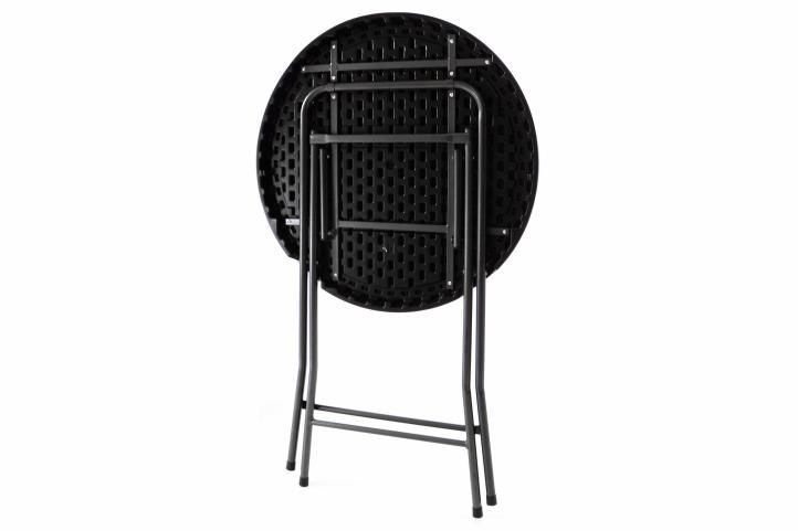 Zahradní barový stolek kulatý - ratanový vzhled 110 cm - černý