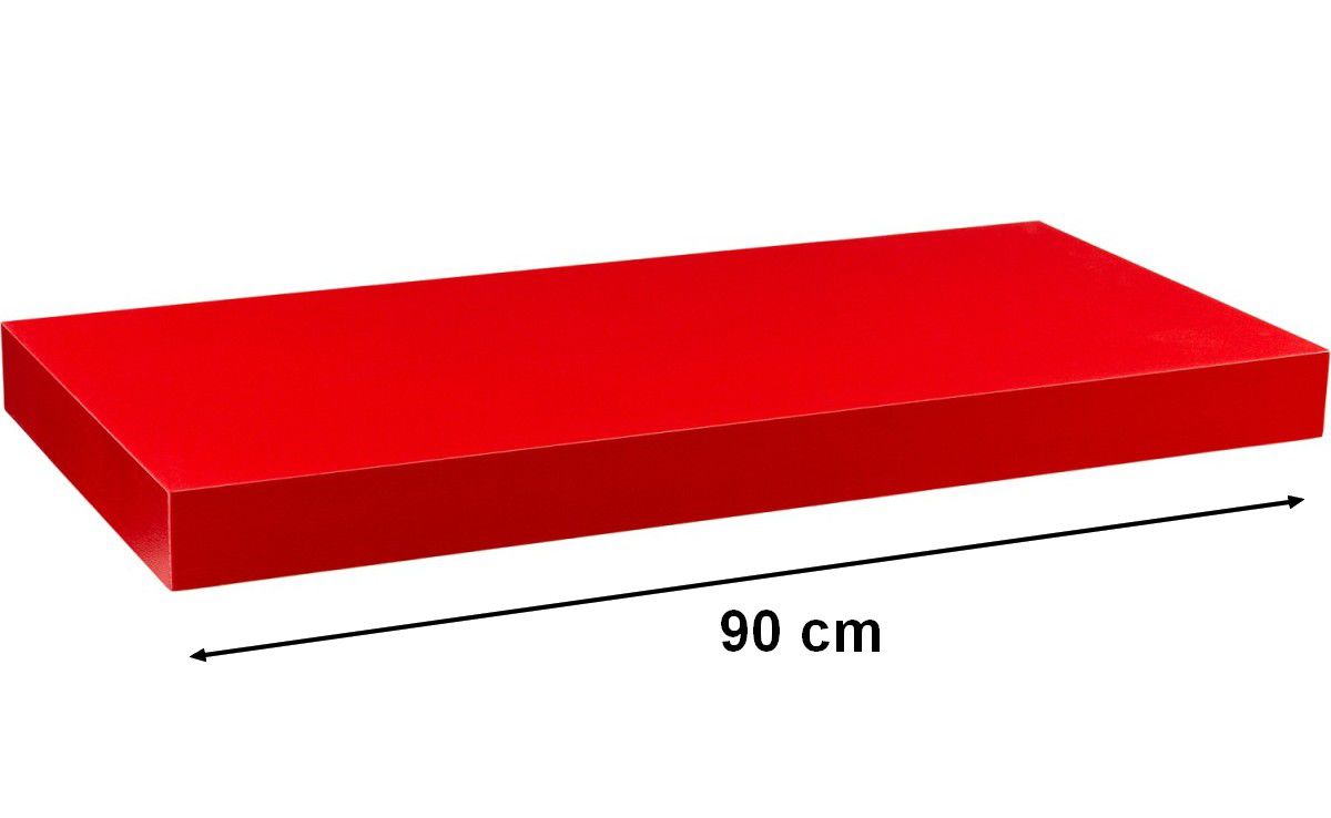 Nástěnná police STILISTA VOLATO - matná červená 90 cm