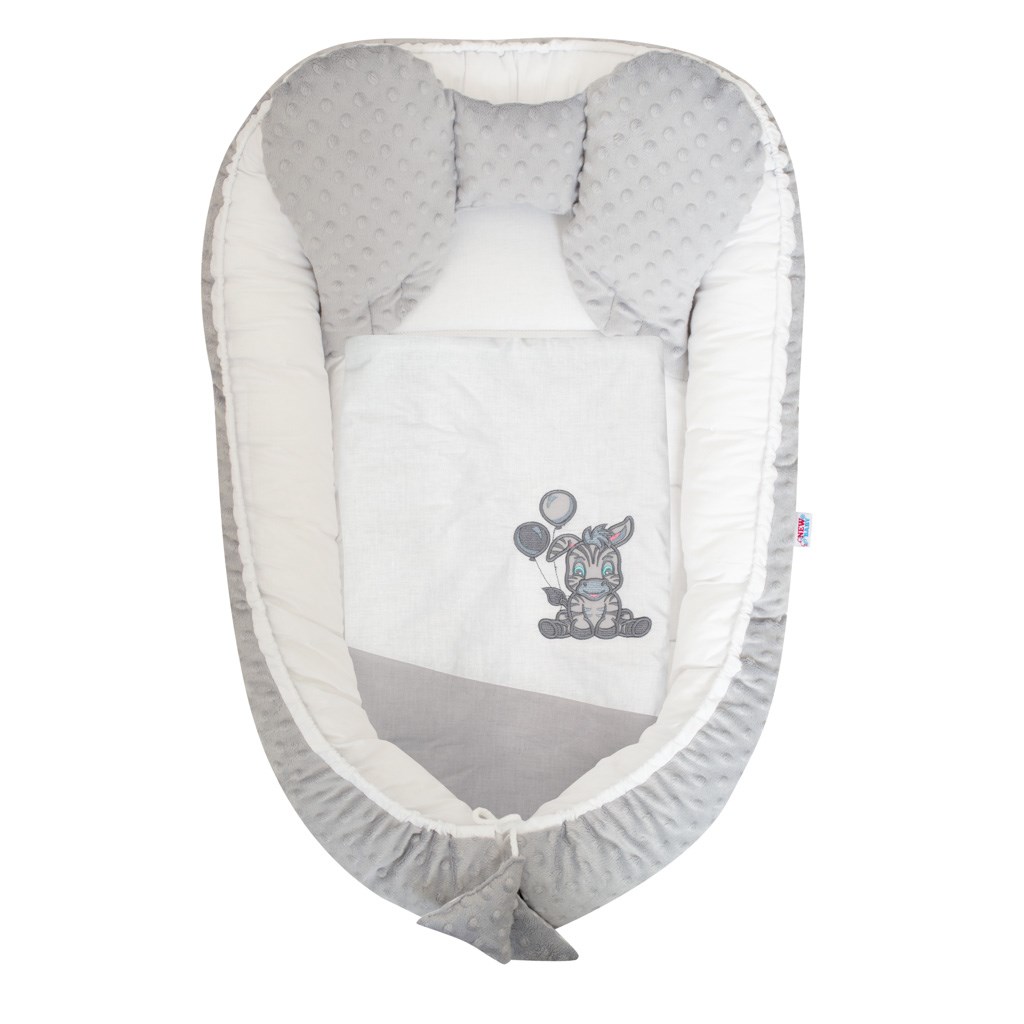  - Hnízdečko s peřinkou pro miminko Minky New Baby Zebra exclusive bílo-šedé - bílá
