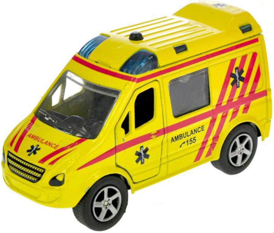 Auto ambulance sanitka zpětný chod CZ na baterie mluví česky Světlo Zvuk kov