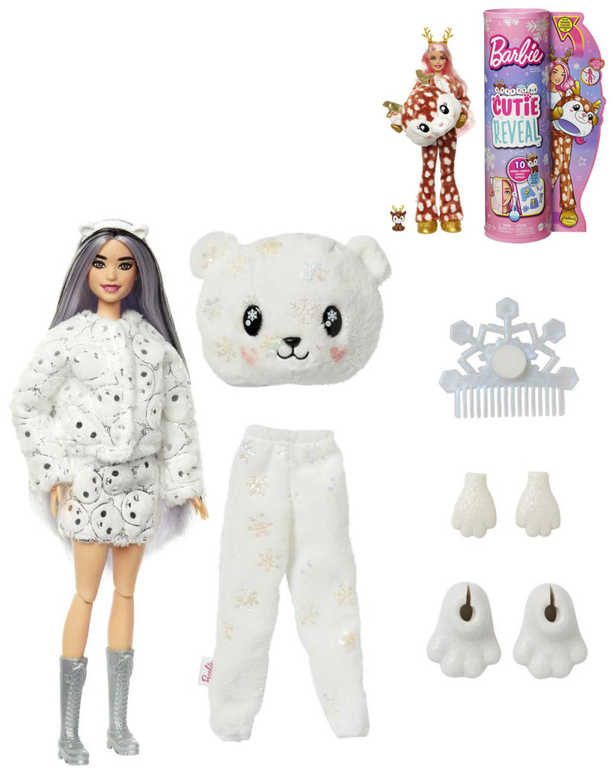 MATTEL BRB Barbie Cutie Reveal zimní panenka zvířátko v převleku 4 druhy