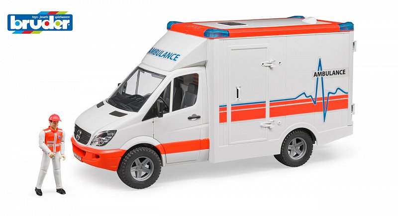 Bruder Užitkové vozy - Záchranná auta - Ambulance Sprinter s řidičem, 1:16