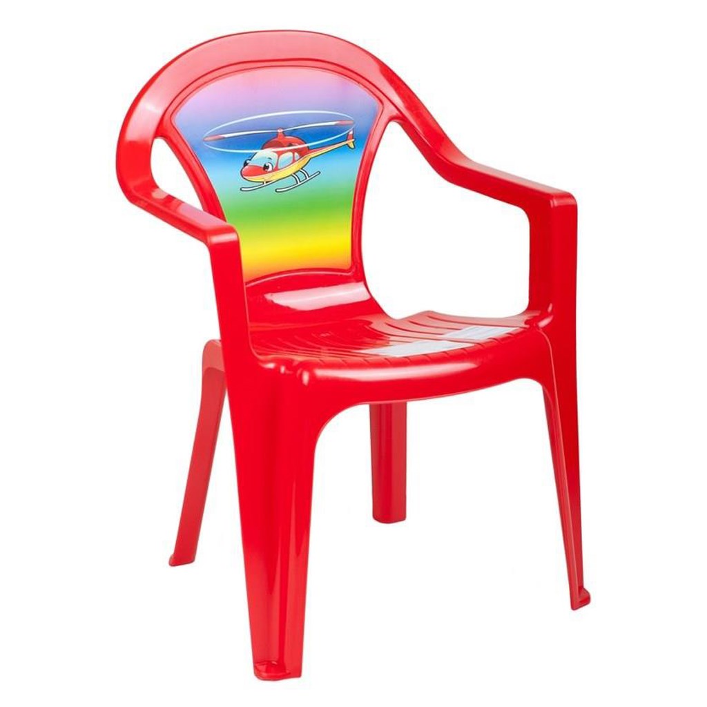 Dětský zahradní nábytek - Plastová židle - vrtulník - červená