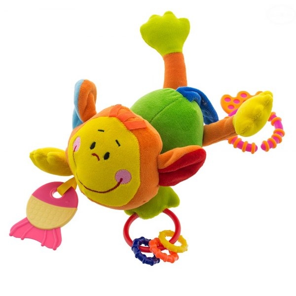 Euro Baby Plyšová hračka s kousátkem a chrastítkem - Opička - zelená, D19