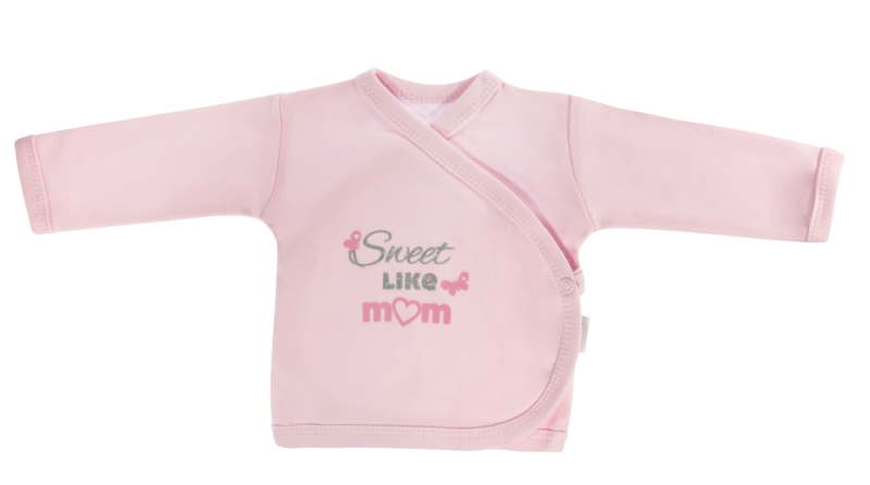 Novorozenecká košilka Motýlek srdíčko - zapínání bokem, růžová, Sweet like mum, vel. 62 - 62 (2-3m)
