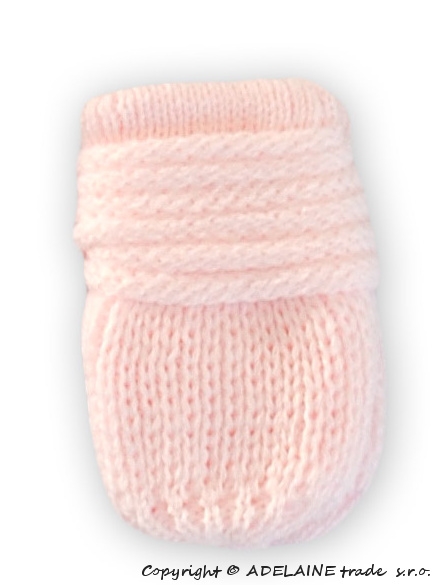 BABY NELLYS Zimní pletené kojenecké rukavičky - sv. růžové - 12cm rukavičky