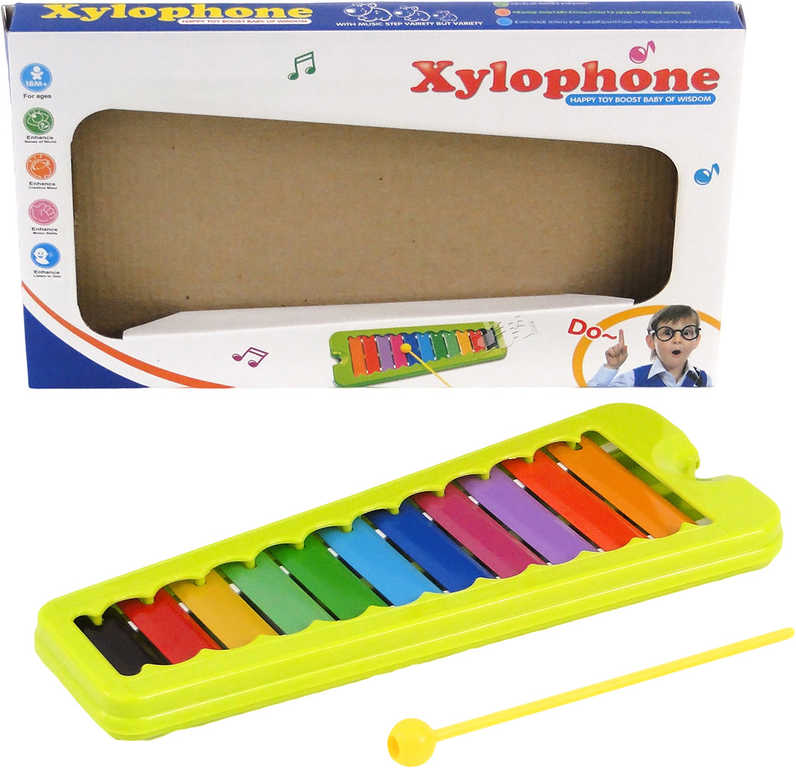 Xylofon dětský barevný 11 kláves s paličkou *HUDEBNÍ NÁSTROJE*