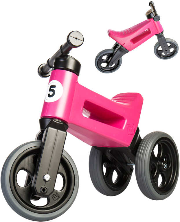 Dětské odrážedlo Funny Wheels Rider Sport 2v1 odstrkovadlo Růžové plast