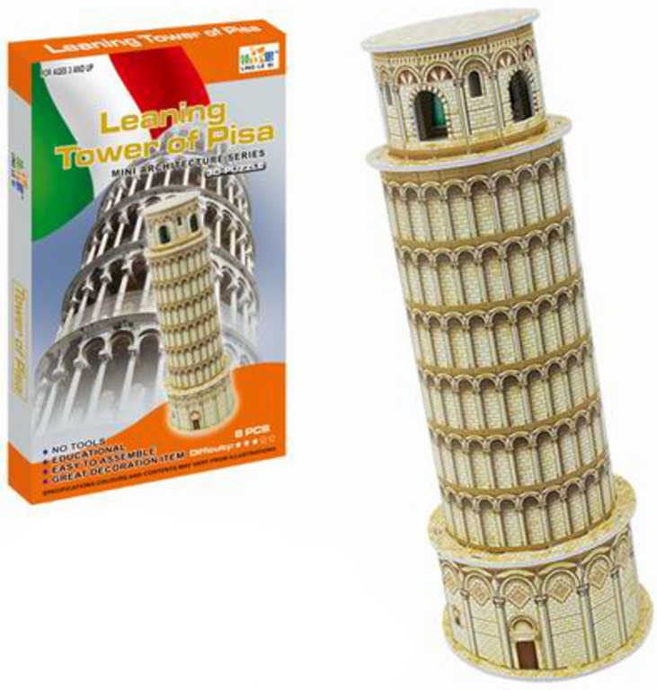 PUZZLE 3D Skládačka slavné stavby Šikmá věž v Pise 8 dílků v krabici