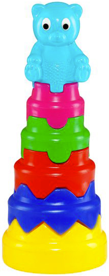 PL Baby skládačka věž velká skládací tvary s medvídkem pro miminko 2 barvy