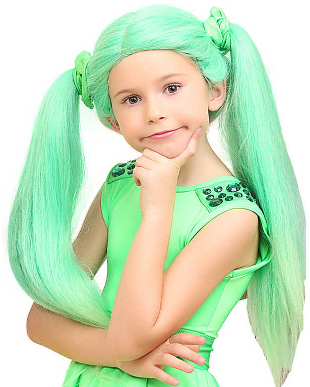 KARNEVAL Paruka dětská Lollipopz Ela zelená umělé vlasy