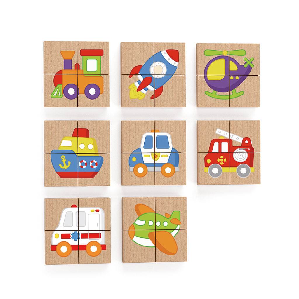 Dřevěné magnetické puzzle Viga Doprava - multicolor