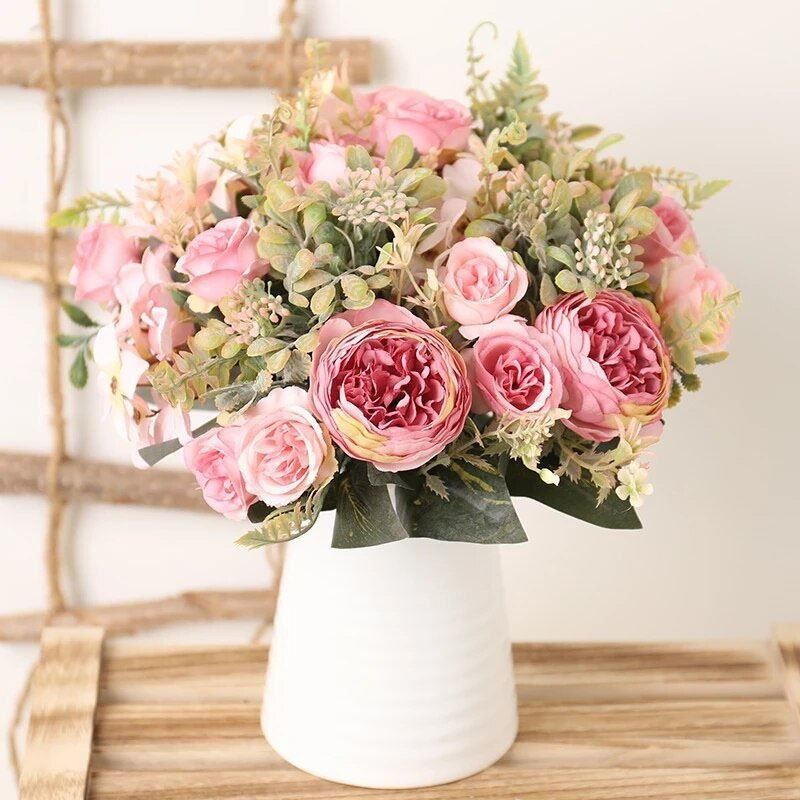 4Leaders Domácnost - Dekorativní květinový puget - růžový