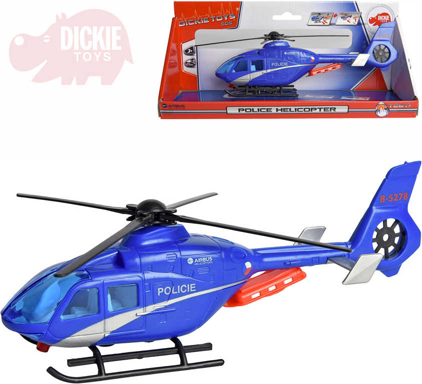 DICKIE Vrtulník policejní helikoptéra modrá 24cm česká verze CZ plast
