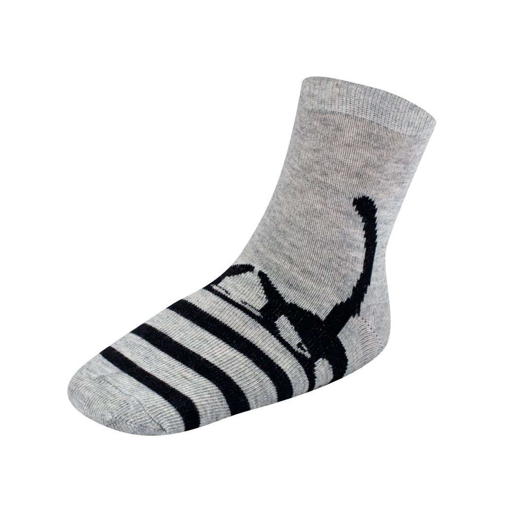 Dětské bavlněné ponožky New Baby - šedé velká kočka - šedá/98 (2-3r)