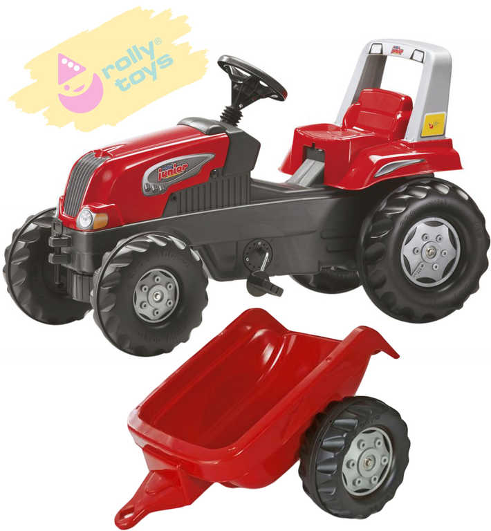 ROLLY TOYS Traktor dětský šlapací Junior s vlečkou červený 800315
