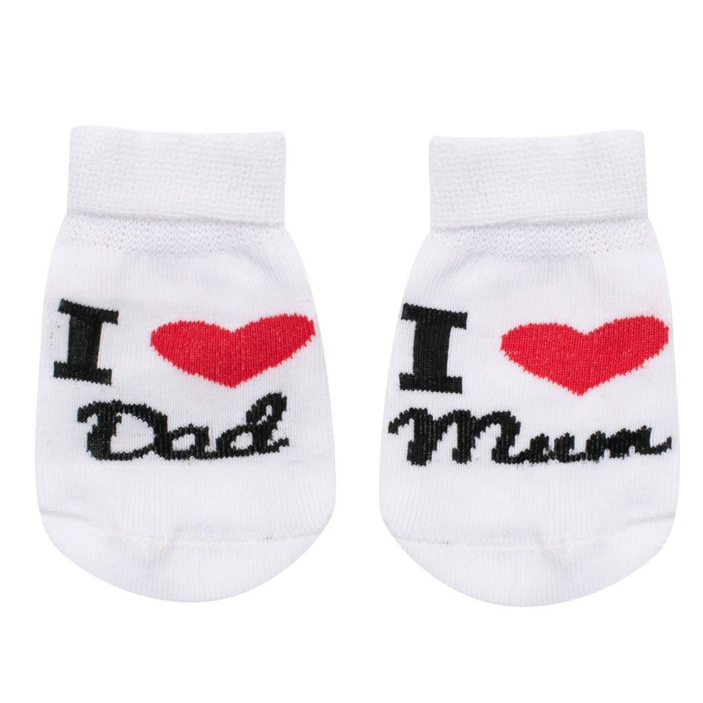Kojenecké - bavlněné ponožky New Baby I Love Mum and Dad - bílá/62 (3-6m)