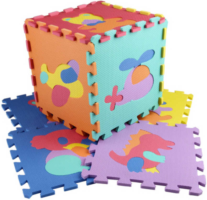 Baby puzzle pěnový koberec Doprava Zvířátka set 10ks vkládací