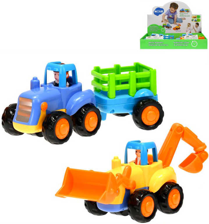 Baby autíčko barevné pracovní 16cm setrvačník různé druhy traktor / bagr