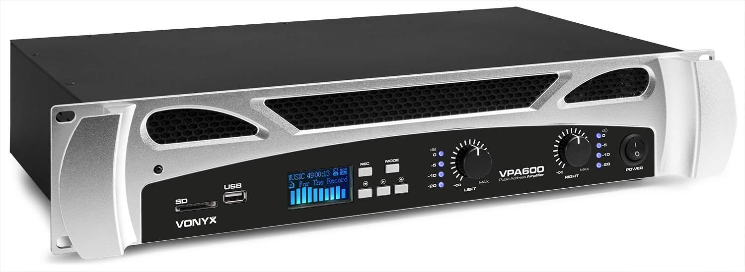 Vonyx VPA600, mixážní PA zesilovač, 2x 300W BT/MP3/USB/SD