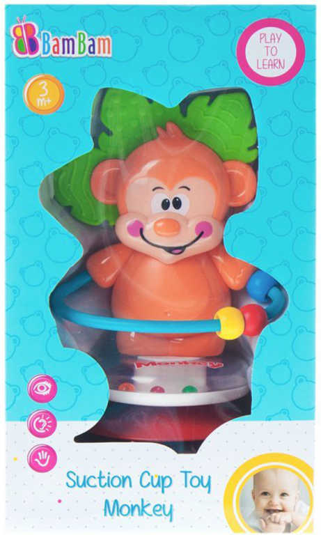 BAM BAM Chrastítko opička s přísavkou plast pro miminko