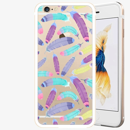 Plastový kryt iSaprio - Feather Pattern 01 - iPhone 6/6S - Gold