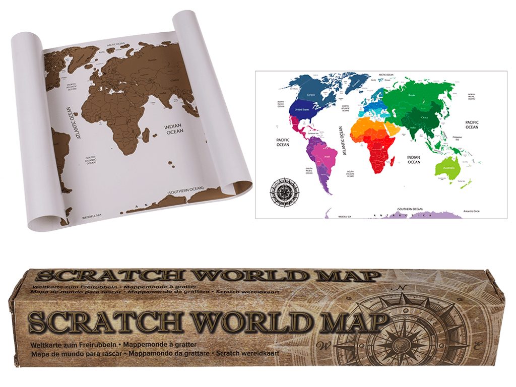 Stírací mapa světa, cca 42 x 30 cm